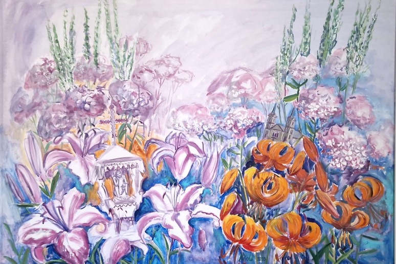 Žolinė Kirdeikiuose. 2023, drobė, aliejus, 70 x 100.